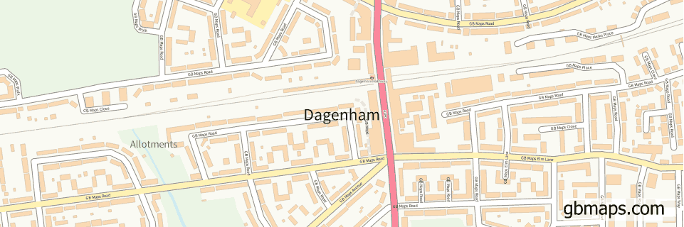 Dagenham wide thin map image