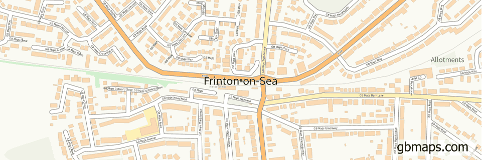Frinton-on-sea wide thin map image