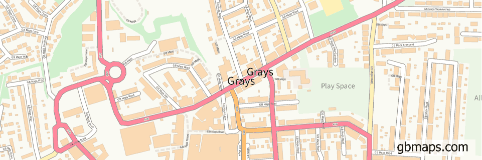 Grays wide thin map image