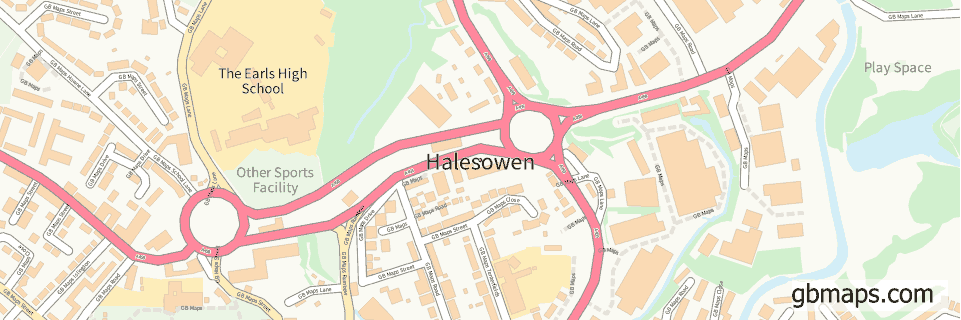 Halesowen wide thin map image