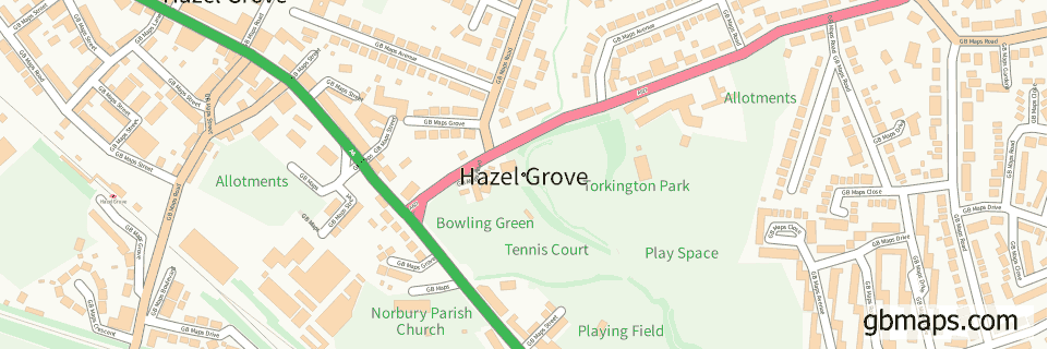 Hazel Grove wide thin map image
