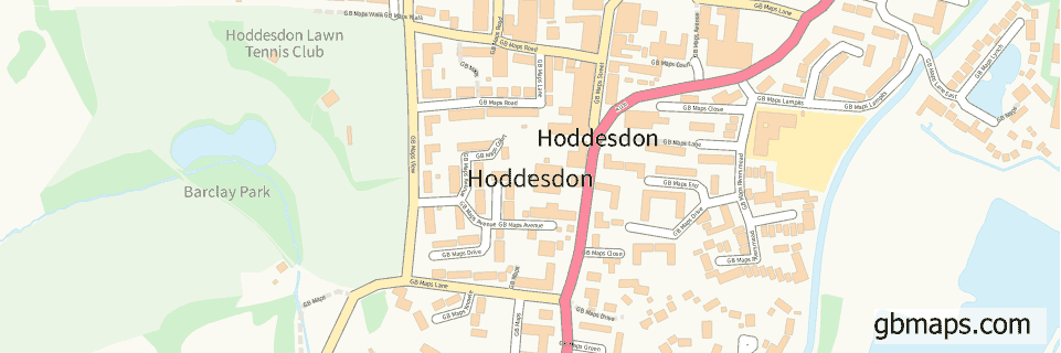 Hoddesdon wide thin map image