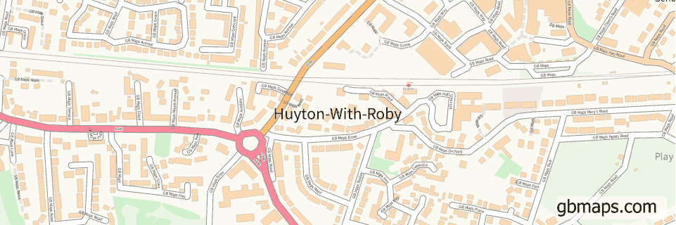 Huyton-with-roby wide thin map image