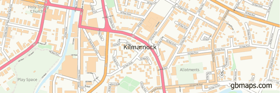 Kilmarnock wide thin map image