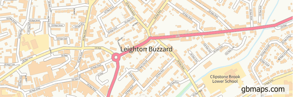 Leighton Buzzard wide thin map image