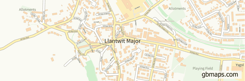 Llantwit Major wide thin map image