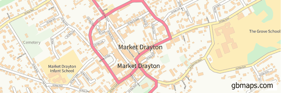 Market Drayton wide thin map image