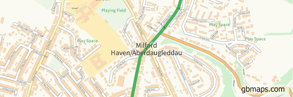 Milford Haven/aberda wide thin map image
