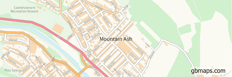 Mountain Ash wide thin map image