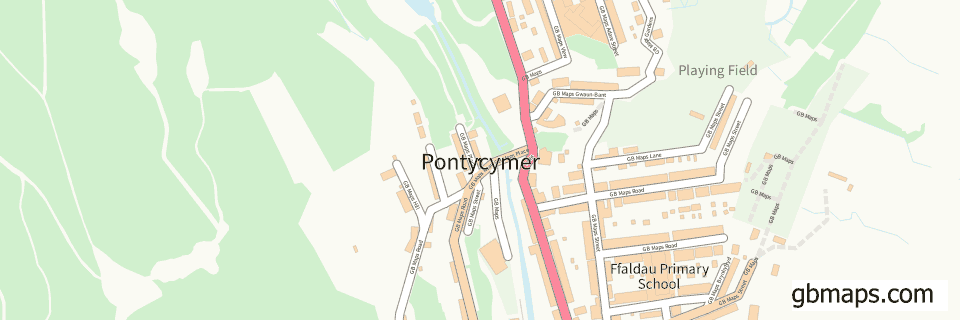 Pontycymer wide thin map image
