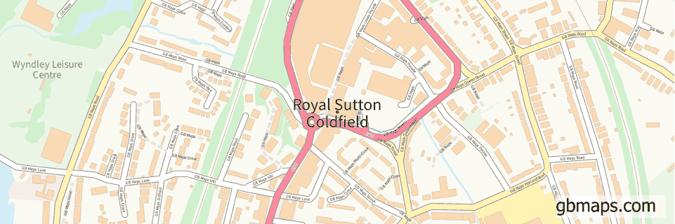 Royal Sutton Coldfie wide thin map image