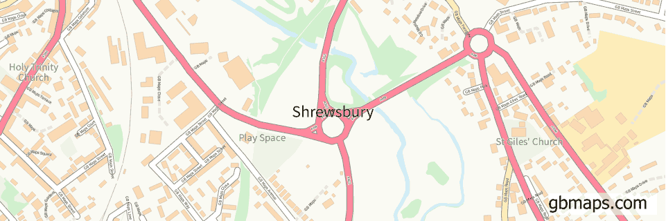 Shrewsbury wide thin map image