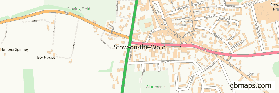 Stow-on-the-wold wide thin map image