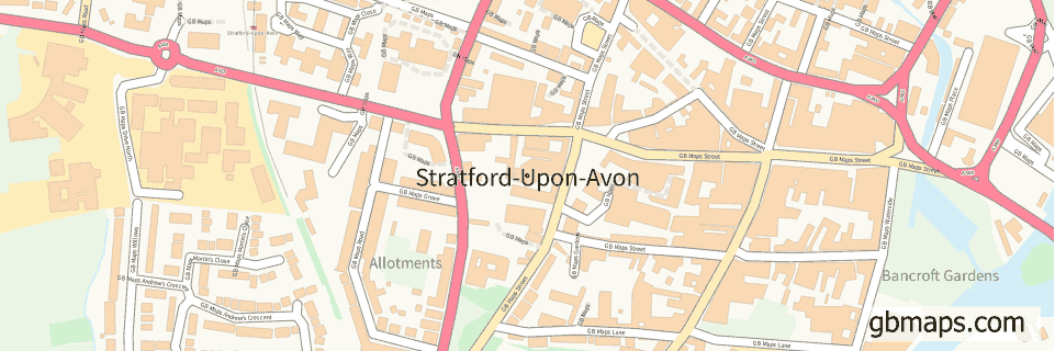 Stratford-upon-avon wide thin map image