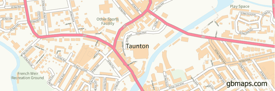 Taunton wide thin map image