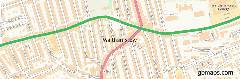 Walthamstow wide thin map image