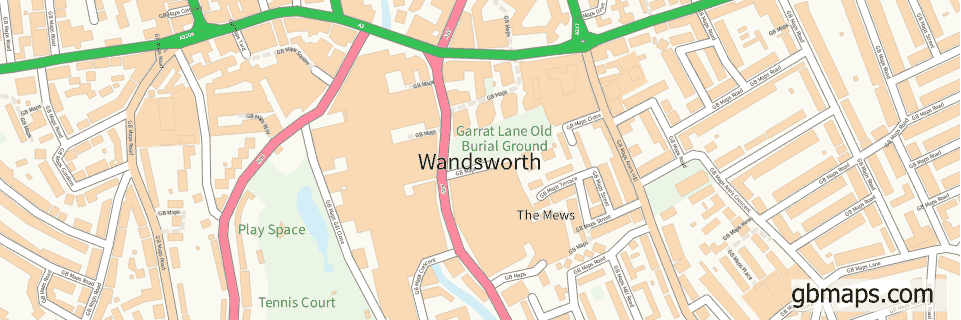 Wandsworth wide thin map image