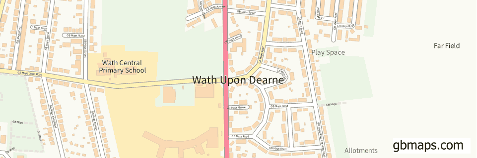 Wath Upon Dearne wide thin map image