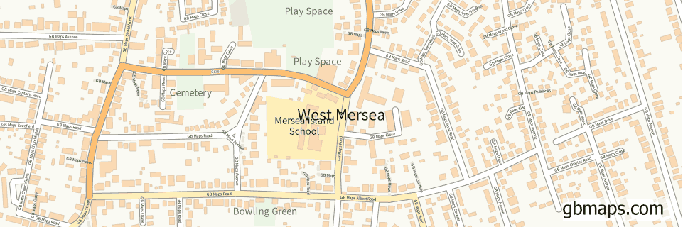 West Mersea wide thin map image