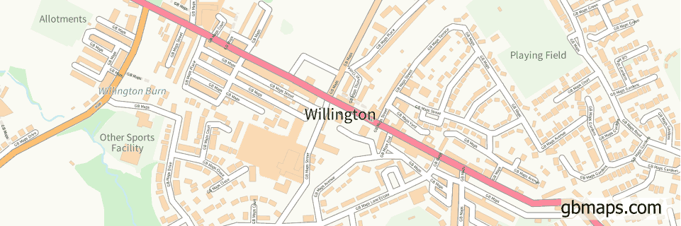 Willington wide thin map image