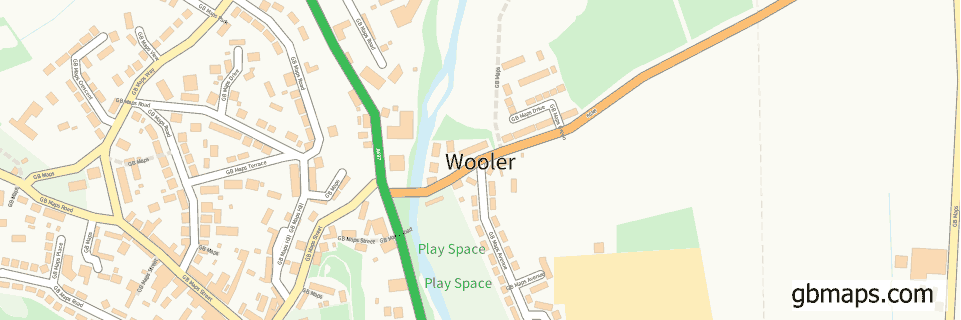 Wooler wide thin map image