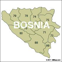 bosnia postcode map