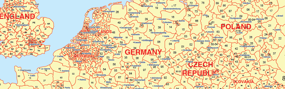 europe postcode map postcode boundaries