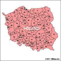 poland postcode map
