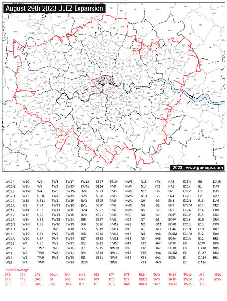 london postcode district ulez map