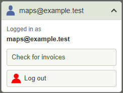 Your account, login & logout — current GBMaps controls