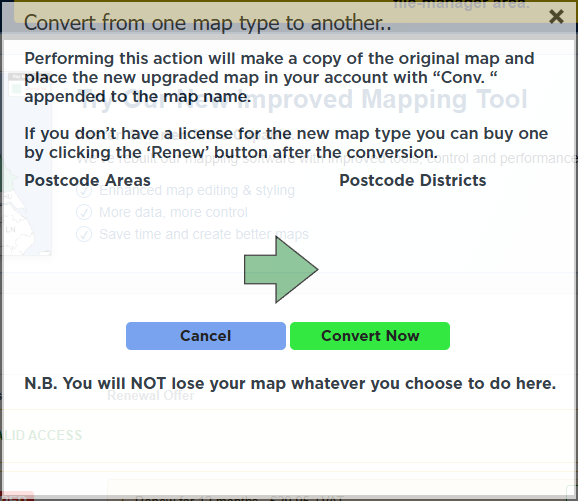 Convert an area map to finer detail — current GBMaps controls
