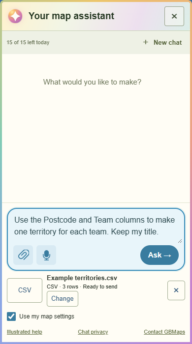 Speak from the phone question box — GBMaps controls