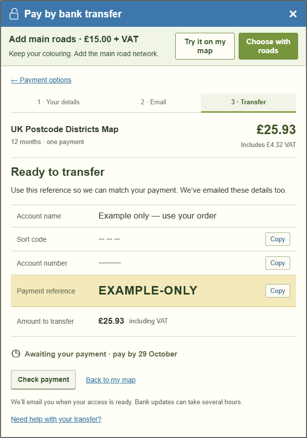 Use the reference on your own order — GBMaps controls
