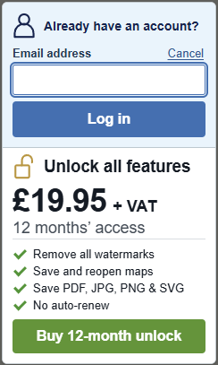 Log in or unlock from the sidebar — current GBMaps controls