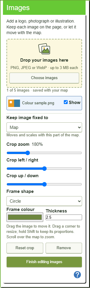 Images: add a logo, photograph or illustration — controls in the mapping tool