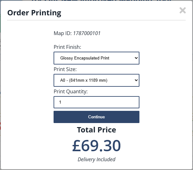 Order a printed map — current GBMaps controls