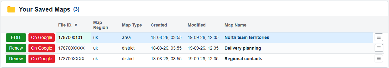 Find, reopen & manage saved files — current GBMaps controls