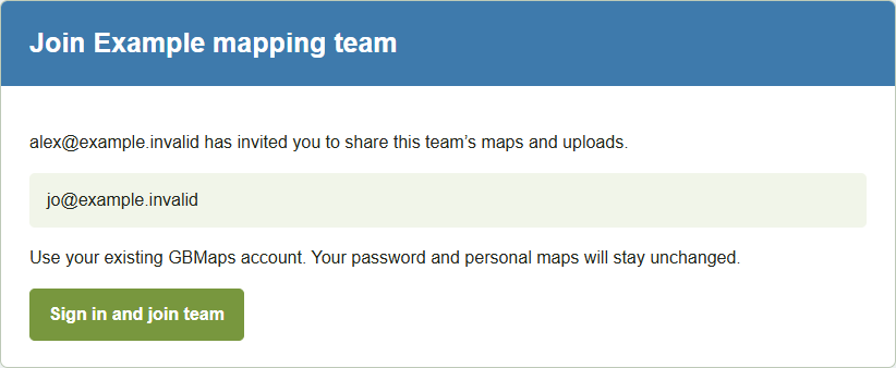 Accept your invitation — actual GBMaps message