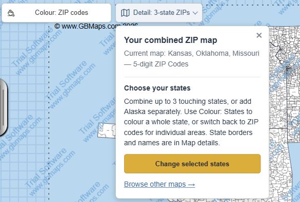 Reopen the chooser from Detail — actual GBMaps message