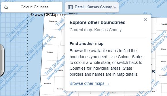 The Detail dropdown explains the current map — actual GBMaps message