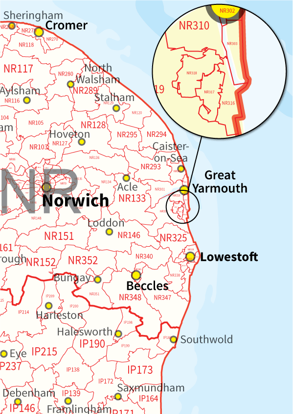 gb postcode sector district and area map