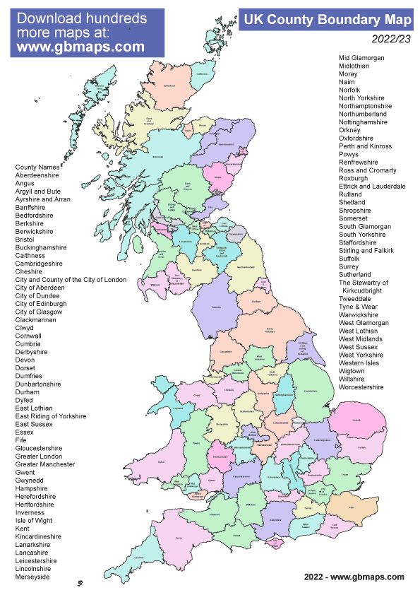 Free Editable Uk County Map Download