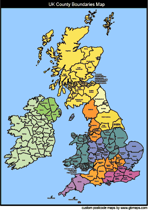 uk county boundaries map sample