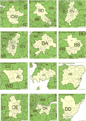 individual uk district postcode maps